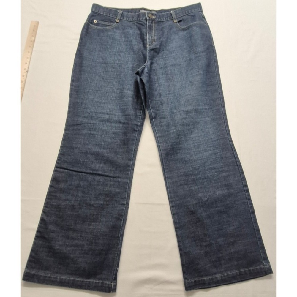 Liz Claiborne women's bootcut denim blue jeans 14P dark wash 100% cotton classic